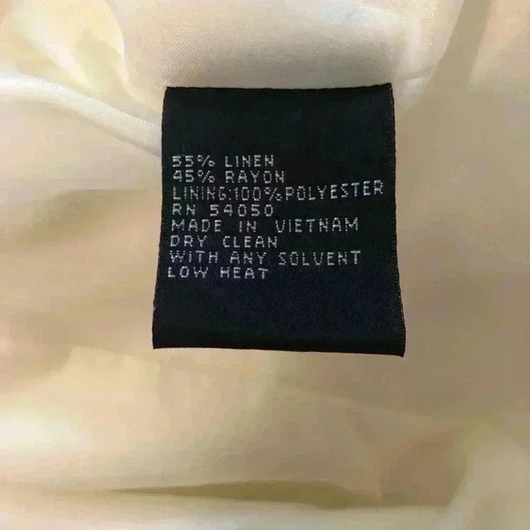 Kasper and Co. Ladies 14 Ivory Linen Blend Lined Jacket 3/4 sleeves - Picture 3 of 5